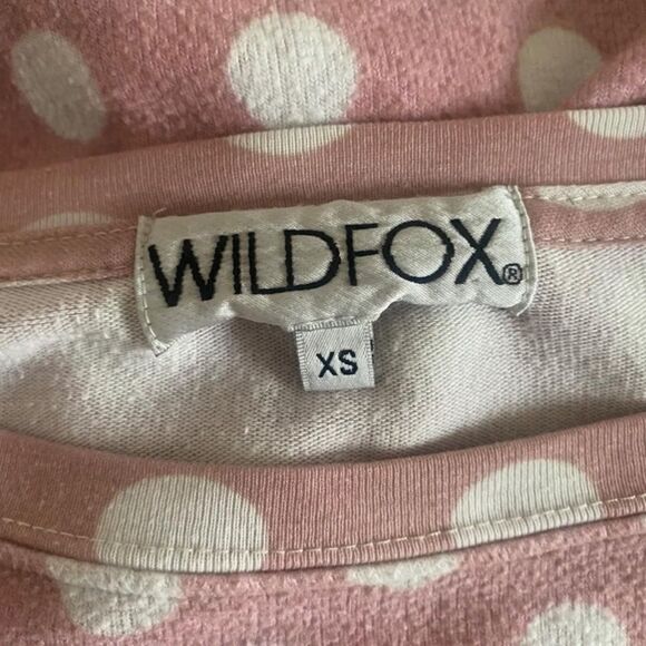 Wildfox Pink White Polka Dot Pullover Sweatshirt Women’s Size XS Relaxed Fit - Picture 5 of 5